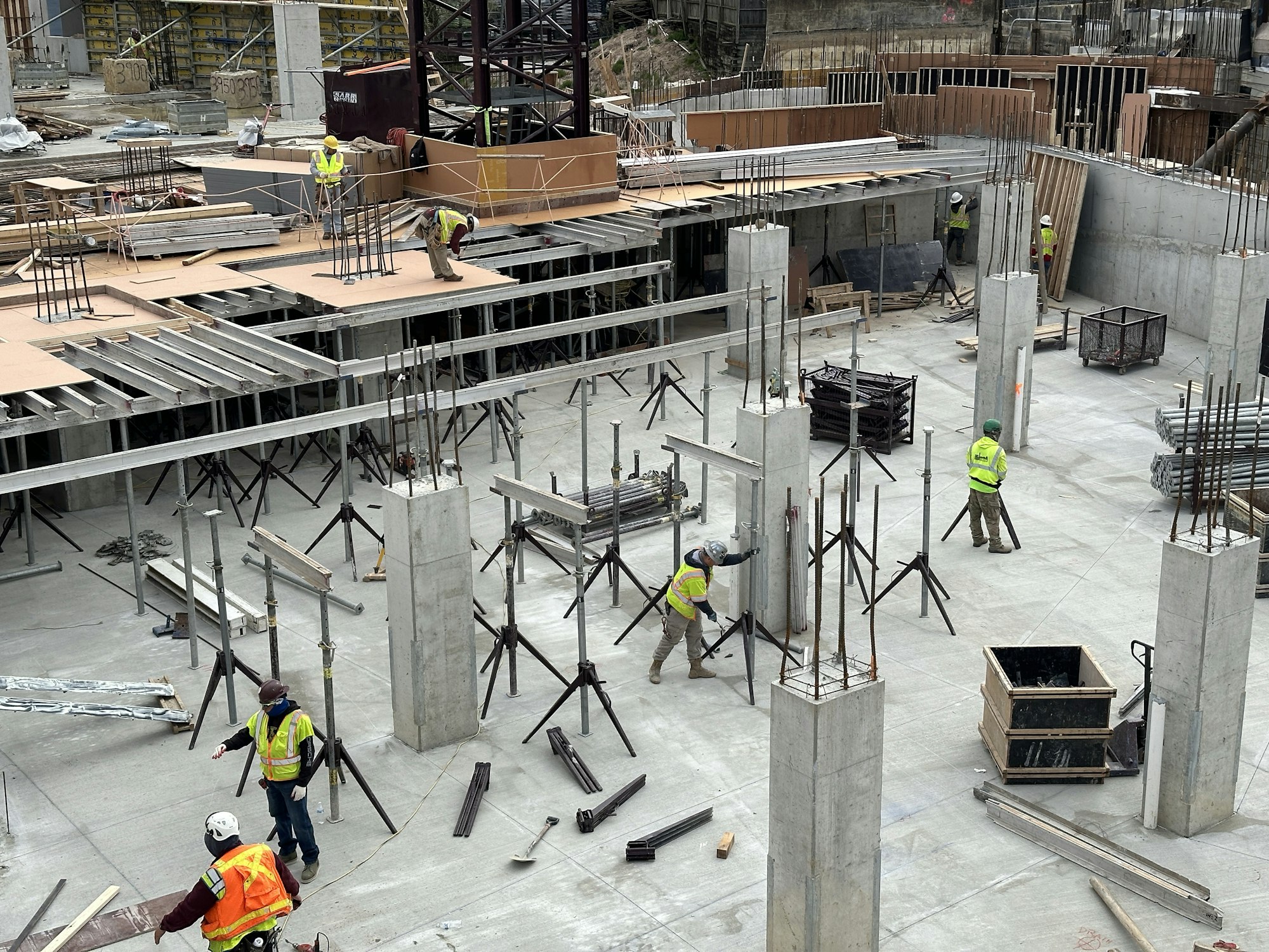 Concrete frame construction in progress